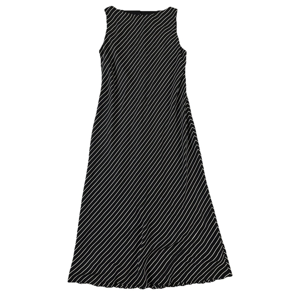 VTG Lauren Ralph Lauren Black & White Striped Silk Dress Size 4/6 Classic A-Line